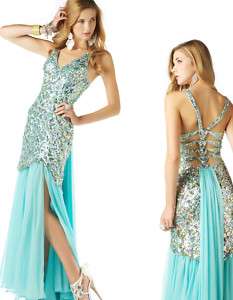 Aqua Blue Mac Duggal 2578M Prom Pageant Gown Dress 2  