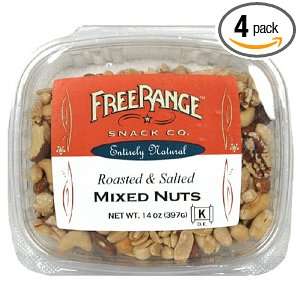 Free Range Mixed Nuts, Roasted/Salted, 14 Ounce Package (Pack of 4 