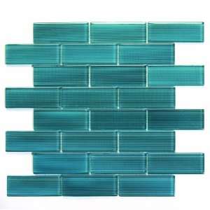   12 Inch Accent Bar Mosaic Glass Wall Kitchen Tile (One Sheet Only