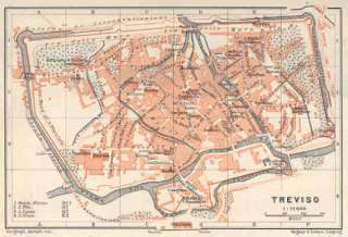 ITALY: TREVISO. Historical Town Map Plan. Color. 1913  