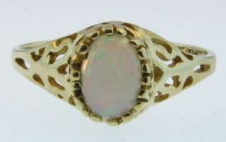 Antique Edwardian .50ct Oval Cut Natural Opal 10k Yellow Gold Filigree 