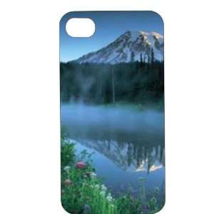 White Hard Plastic Case Custom Designed Mountain Reflecting in Lake 