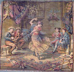 Vintage Antique Woven Art Tapestry Scene Wall Hanging  