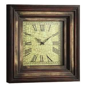  Wall Clock with Roman Numerals in Distressed Brown Finish 
