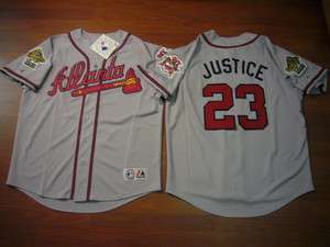   Atlanta Braves DAVID JUSTICE World Series Baseball JERSEY GRAY  