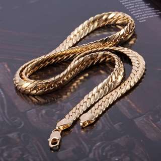 Heavy 84G splendid mens 14k yellow solid gold GF snakeskin necklace 