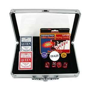  Poker Casino Dealer Kit with Buttons and Cards in Aluminum 