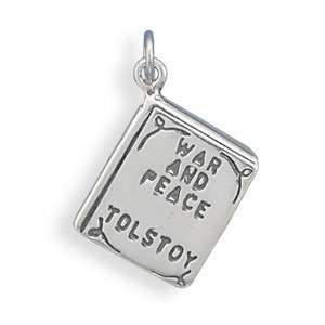  16x13mm War and Peace Book Charm .925 Sterling Silver 