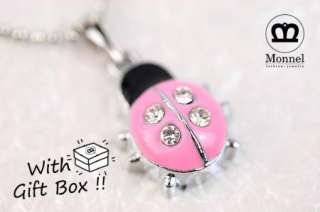 F58 Pink Ladybug Charm Pendant Necklace (+Gift Box)  