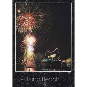   ) Queen Mary Fireworks Long Beach Modern Picture Postcard (LA 049A