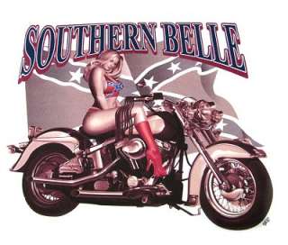   REBEL FLAG SEXY BIKER GIRL V TWIN MOTORCYCLE RIDER T SHIRT XT57  