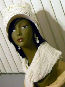 Women’s Knit Embellished Hat & Scarf Set With Free Spiral Earrings 
