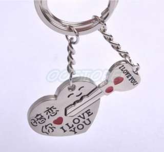 Sweet Key to Love Heart Couple Key Chain New for Lovers Keyring Keyfob 