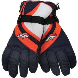  NFL Reebok Denver Broncos Navy Blue Orange Swirl Nylon Gloves 