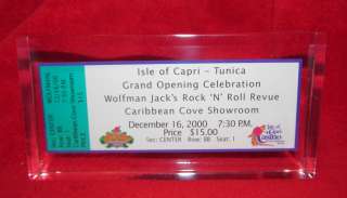   Casino Tunica Ms Opening Wolfman Jack Ticket in Crystal Lucite  