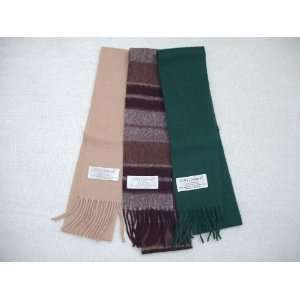 Wholesale Lot of 3 Cashmere Blended Wool Mini scarves Green. Camel 