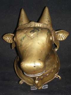 Antique Hindu Traditional Indian Ritual Bronze Mask Of NANDI RARE 
