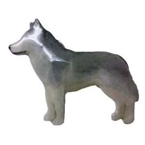  GREY and WHITE Siberian Husky Hand Painted Pin: Pet 