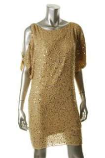 Aidan Mattox NEW Sequin Gold Cocktail Dress Silk Sale 2  