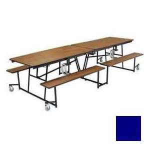    Mobile Cafeteria Bench Unit With Plywood Top, Blue 