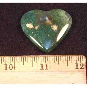 Green Moss Agate Crystal Heart(1 1/4   1 1/2)   1pc 