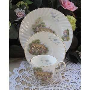 Heirloom English Cottage Bone China Cup, Saucer & Plate Trio:  