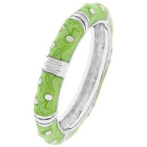  White Gold Bonded Silver Apple Green Stacker Ring: Jewelry