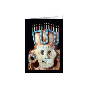 Belated Birthday, Skeleton with Candles Card