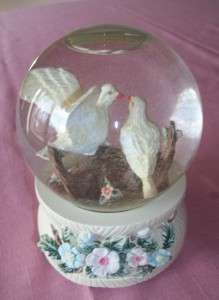 1991 House of Lloyd Two Doves Musical Snow Globe in Original Box, Mint 