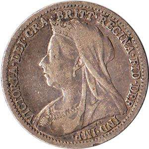 1901 Great Britain (UK) 3 Pence Silver Coin Victoria KM#777  