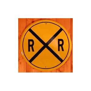 Railroad Crossing Round Tin Metal Sign