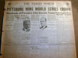   newspapers PITTSBURG PIRATES win WORLD SERIES Baseball v WASHINGTON