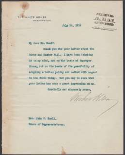 WOODROW WILSON JULY 1916 TYPED SIGNED LETTER ON WHITE HOUSE STATIONARY 