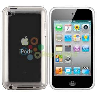 White+Clear Soft Gel Hard Case Skin Cover For Apple iPod Touch 4th Gen 