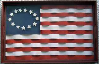 USA FLAG Wood Metal Wall Decor Dept 56 AMERICANA New  