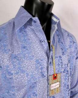 NWT Mens Button up Woven Robert Graham LEVANT Sport Shirt in BLUE 