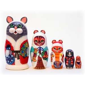  Christmas Cats Nesting Doll 5pc./5 Toys & Games