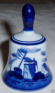 Collectible Hand Painted 3” Delft Blue Bell #607 NICE  