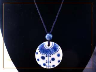 on sale blue white chinese porcelain charm pendant necklace 6100