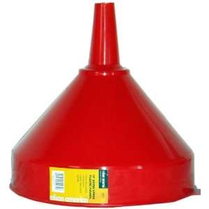 Giant Red Plastic Funnel is 9 3/4 Dia with a 3 1/8 Long x 15/16 ID 