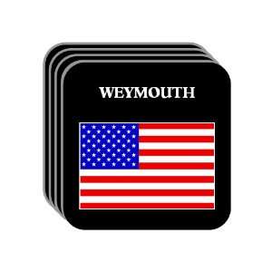 US Flag   Weymouth, Massachusetts (MA) Set of 4 Mini Mousepad Coasters