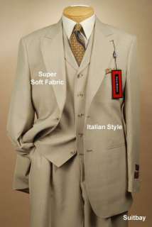 36R Suit STEVE HARVEY SUPER120 Tan Mens Suits   H45  