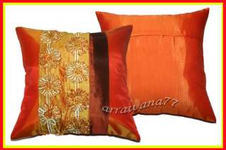 Thai Silk Decorative Pillow Cushion Cover Case Orange  