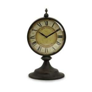  IMAX Christopher Clock Tin Antiqued Round Metal Table Top 