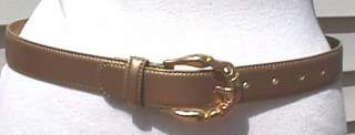 Gold Leather Belt 1 1/4 Wide Liz Claiborne M  