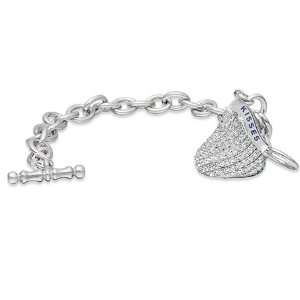  Hersheys Kisses 3 D CZ Charm Bracelet in Sterling Silver 