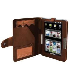  Genuine Brown Napa Leather Flip Open Book Style Carry Case / Cover 