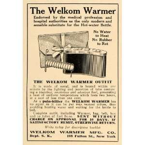 1913 Ad Welkom Warmer Mfg. Co. Hot Water Bottle NY   Original Print Ad