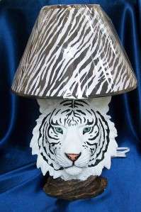 WHITE TIGER TABLE LAMP JUNGLE SAFARI DECOR NEW  