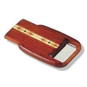   Wood with Intricate Inlay and Compact Pocket Mirror 